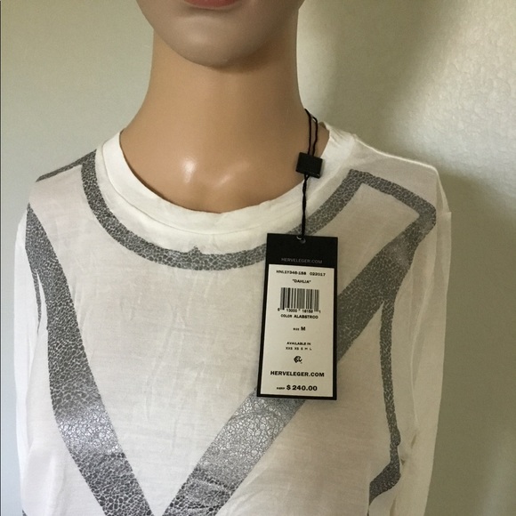 NWT Herve Leger’ Silver Foiled Top - Picture 3 of 6